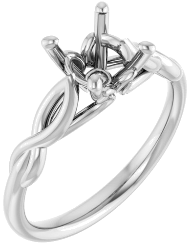 14K White  7 mm Round Solitaire Engagement Ring Mounting (1)