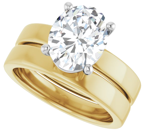 Sužadėtuvių Žiedas „Solitaire“ 14k yellow/white gold Oval 10mm x 8mm (10)