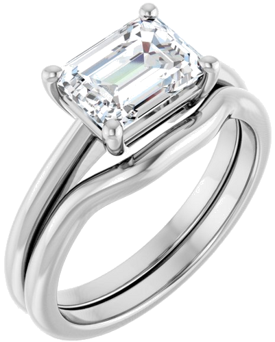 Sužadėtuvių Žiedas „Solitaire“ 950 Platinos Emerald 8mm x 6mm (6)
