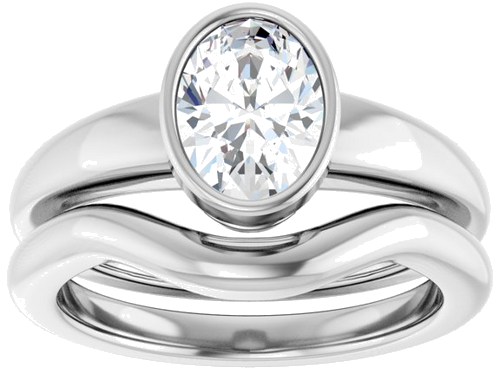 Sužadėtuvių Žiedas „Bezel-Set Solitaire“ 14k white gold Oval 8mm x 6mm (8)