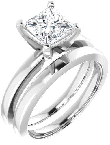 Sužadėtuvių Žiedas „Solitaire“ 585 Baltojo Aukso Square 6mm (6)