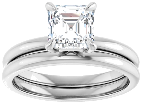 14K White  6x6 mm Asscher Solitaire Engagement Ring Mounting (8)