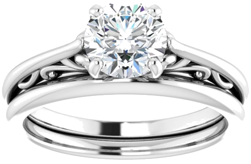 Sužadėtuvių Žiedas „Solitaire“ 585 Baltojo Aukso Round 6.5mm (13)