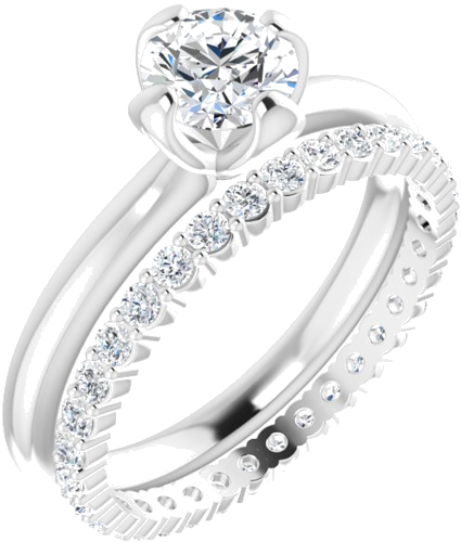Sužadėtuvių Žiedas „Solitaire“ 14k white gold Round 6.5mm (6)