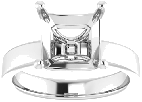 14K White 9 mm Asscher Solitaire Engagement Ring Mounting (3)