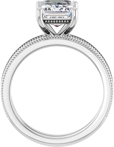 Sužadėtuvių Žiedas „Solitaire Milgrain“ 14k white gold Emerald 9mm x 7mm (7)