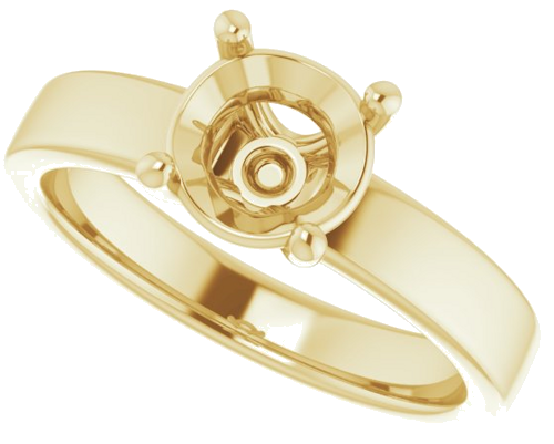 14K Yellow 7 mm Round Solitaire Engagement Ring Mounting (5)