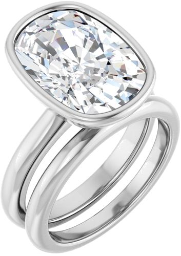 Sužadėtuvių Žiedas „Bezel-Set Solitaire“ 14k white gold Elongated Cushion 14mm x 10mm (6)