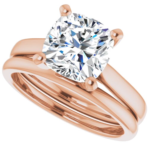 Sužadėtuvių Žiedas „Solitaire“ 585 Rožinis Aukso Cushion 8mm (10)