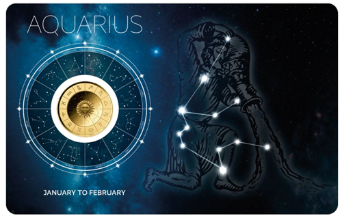 1/1000 oz Водолей (Zodiac Series) 3000 франка Чад златна монета (1)