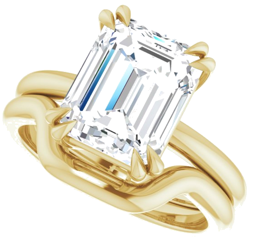 Sužadėtuvių Žiedas „Solitaire“ 585 Geltonojo Aukso Emerald 10mm x 8mm (10)