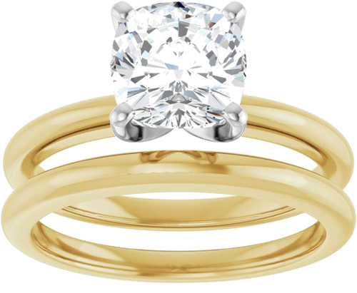 Sužadėtuvių Žiedas „Solitaire“ 585 Baltojo Ir Geltonojo Aukso Cushion 7mm (8)