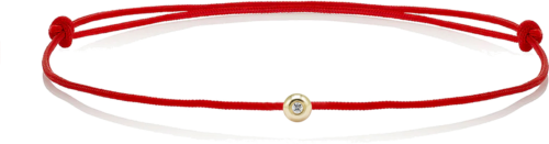 Red thread bracelet with a gold bead and diamond (1)