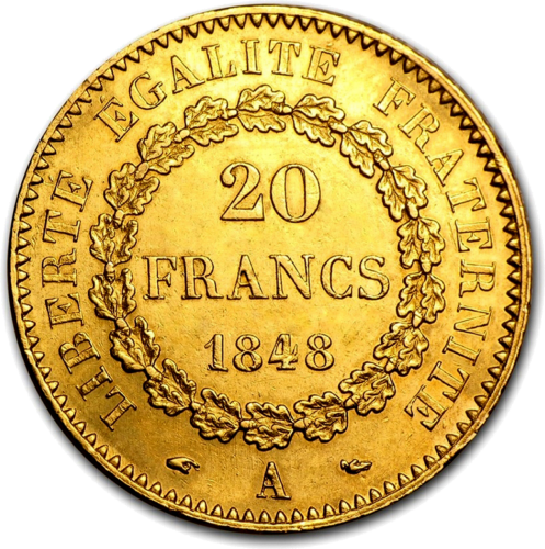 20 Frankų Angelas (Genius) 1848-1849 auksinė moneta Prancūzija (2)