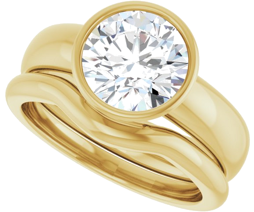 Sužadėtuvių Žiedas „Bezel-Set Solitaire“ 585 Geltonojo Aukso Round 8.2mm (10)