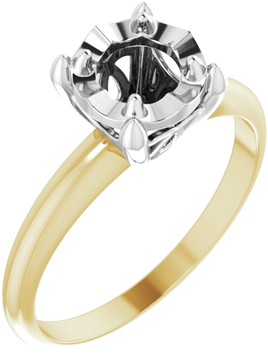 Sužadėtuvių Žiedas „Solitaire“ 585 Baltojo Ir Geltonojo Aukso Round 5.8mm (1)