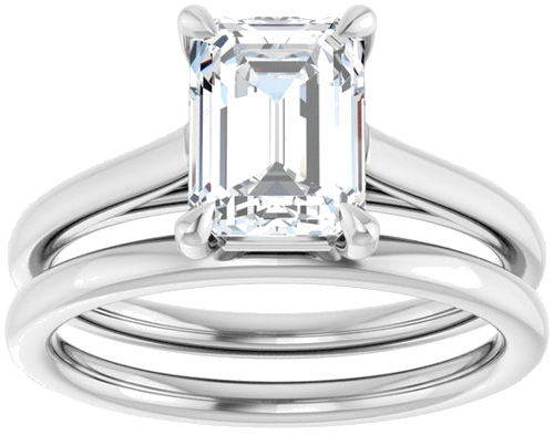 Sužadėtuvių Žiedas „Claw-Pong“ 14k white gold Emerald 8mm x 6mm (8)