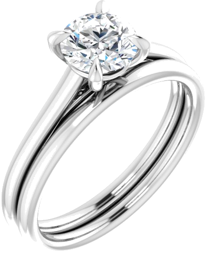 Sužadėtuvių Žiedas „Solitaire“ 585 Baltojo Aukso Round 6mm (6)