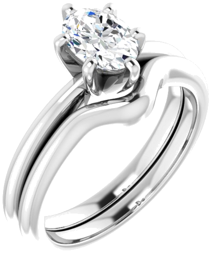 14K White  7x5 mm Oval Solitaire Engagement Ring Mounting (6)