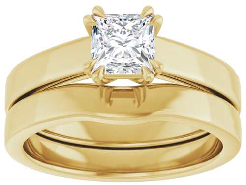 Sužadėtuvių Žiedas „Double Claw-Prong Solitaire“ 14k yellow gold Square 5mm (8)