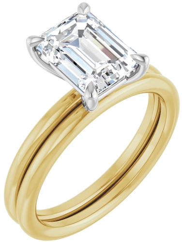 Sužadėtuvių Žiedas „Claw-Prong Solitaire“ 14k yellow/white gold Emerald 8.5mm x 6.5mm (6)