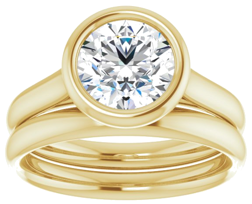 Sužadėtuvių Žiedas „Bezel-Set Solitaire“ 585 Geltonojo Aukso Round 7.4mm (8)