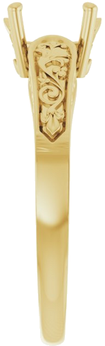 Sužadėtuvių Žiedas „Solitaire Floral“ 14k yellow gold Oval 7mm x 5mm (4)