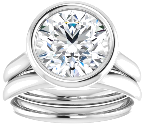 Sužadėtuvių Žiedas „Bezel-Set Solitaire“ 14k white gold Round 9.4mm (8)