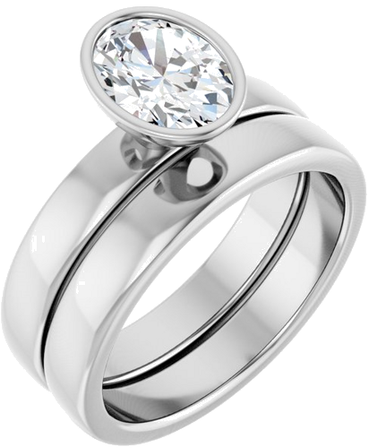 Sužadėtuvių Žiedas „Bezel-Set Solitaire“ 14k white gold Oval 8mm x 6mm (6)