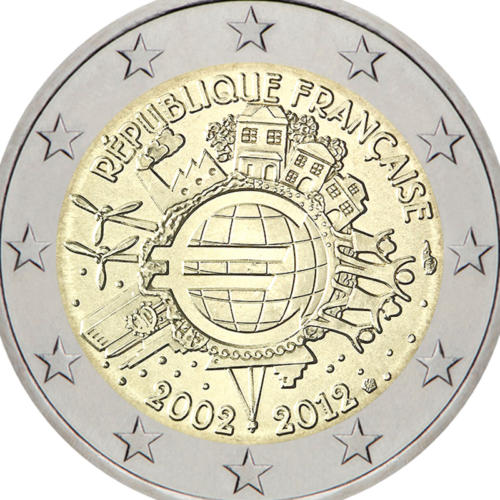 2012 Prancūzija Dešimt metų eurui (TYE) 2 eurų moneta (2)