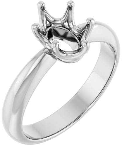 Sužadėtuvių Žiedas „Solitaire Crown-Inspired“ 14k white gold Oval 8mm x 6mm (1)