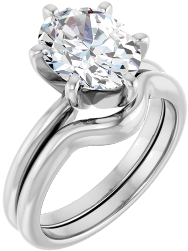 14K White  10x8 mm Oval Solitaire Engagement Ring Mounting (6)