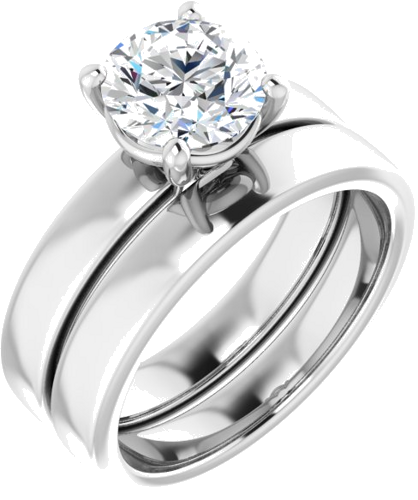 Sužadėtuvių Žiedas „Solitaire“ 14k white gold Round 7.4mm (6)