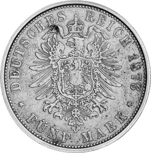 5 Marks Wilhelm I (1874-1876) German Empire Silver Coin (2)