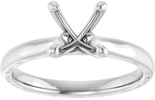 14K White 7.4 mm Round Solitaire Engagement Ring Mounting (3)