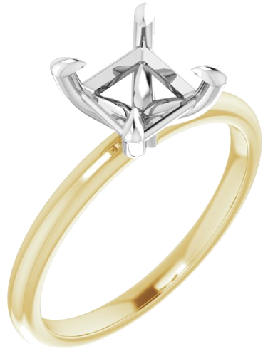 Sužadėtuvių Žiedas „Solitaire“ 14k yellow/white gold Square 6mm (1)