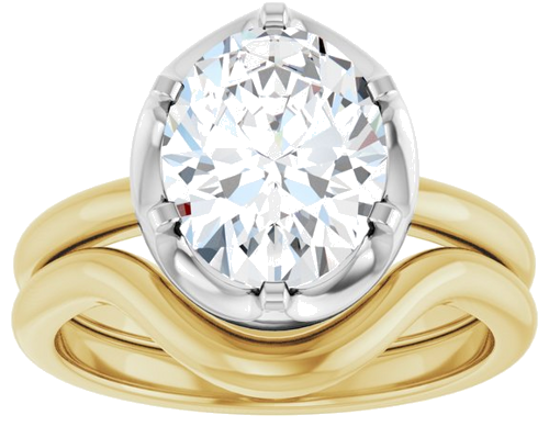 Sužadėtuvių Žiedas „Solitaire“ 14k yellow/white gold Oval 10mm x 8mm (8)