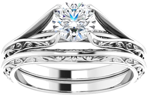 Sužadėtuvių Žiedas „Solitaire“ 585 Baltojo Aukso Round 5.8mm (8)