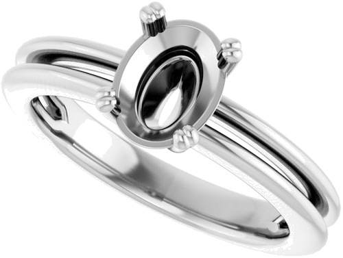 Sužadėtuvių Žiedas „Solitaire“ 14k white gold Oval 8mm x 6mm (5)