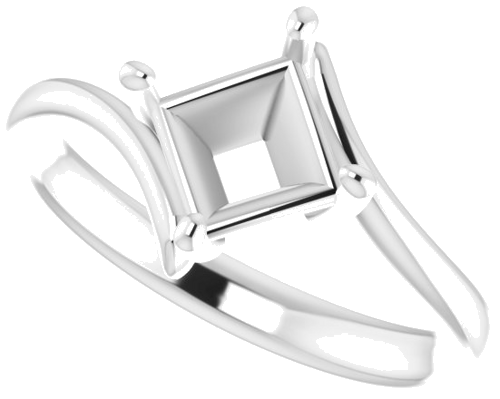 Sužadėtuvių Žiedas „Solitaire Bypass“ 14k white gold Square 6mm (5)