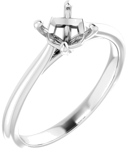 14K White 6 mm Round Solitaire Engagement Ring Mounting (1)