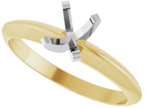 14K Yellow White 6 x 4 mm Oval Solitaire Engagement Ring Mounting (5)
