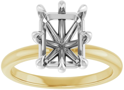 Sužadėtuvių Žiedas „Claw-Prong“ 14k yellow/white gold Emerald 9mm x 7mm (3)