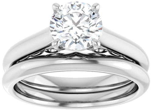 14K White  6.5 mm Round Solitaire Engagement Ring Mounting (8)