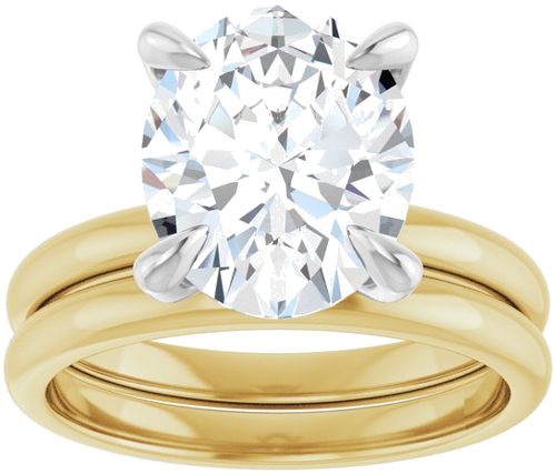 14K Yellow White 11 x 9 mm Oval Engagement Ring Mounting (8)