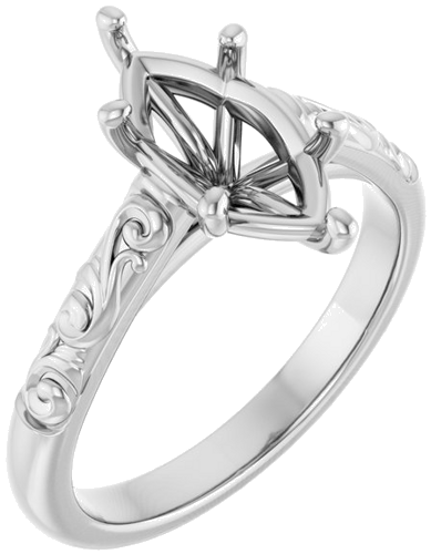 Sužadėtuvių Žiedas „Solitaire“ 14k white gold Marquise 12mm x 6mm (1)
