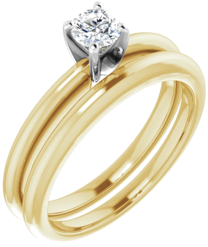 14K Yellow   White  4.1 mm Round Solitaire Engagement Ring Mounting (6)