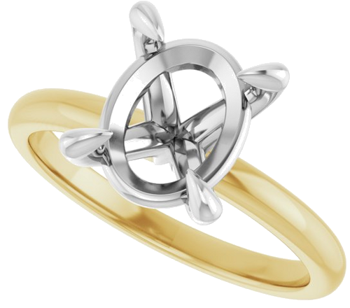 Sužadėtuvių Žiedas „Solitaire“ 585 Baltojo Ir Geltonojo Aukso Oval 10mm x 8mm (5)