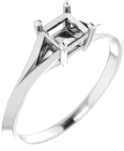 Sužadėtuvių Žiedas „Solitaire“ 585 Baltojo Aukso Square 4.5mm (1)