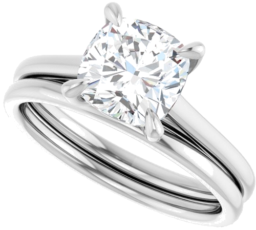 14K White  7 mm Cushion Solitaire Engagement Ring Mounting (10)